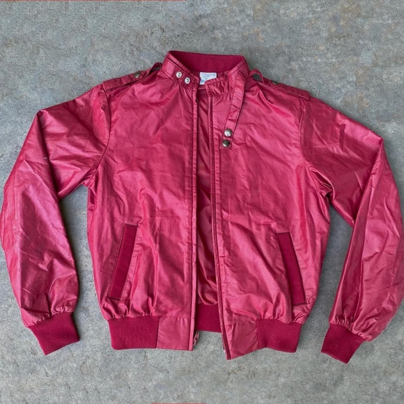 Deadstock NWOT Vintage 1980's Wrangler Dark Red Moto Racing Nylon Bomber Jacket - Picture 2 of 4